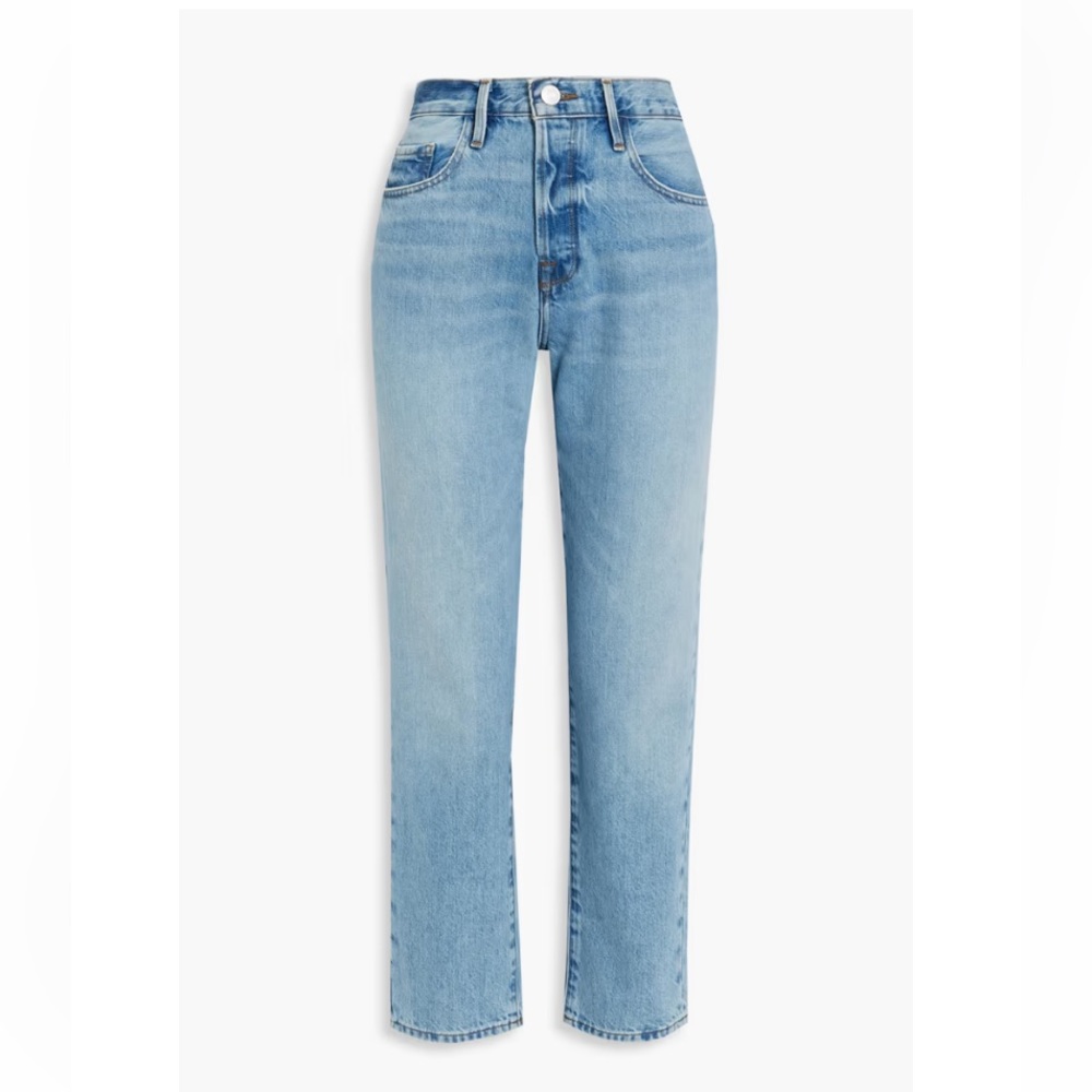 Frame Le Original Cropped Distressed High-Rise Straight Leg Jeans, Size 29